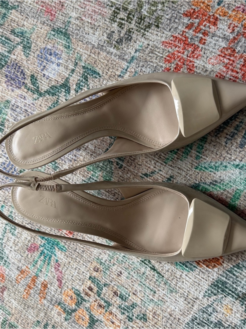 Zara Nude Patent Slingback Pointed-Toe Pumps - Picture 2 of 4